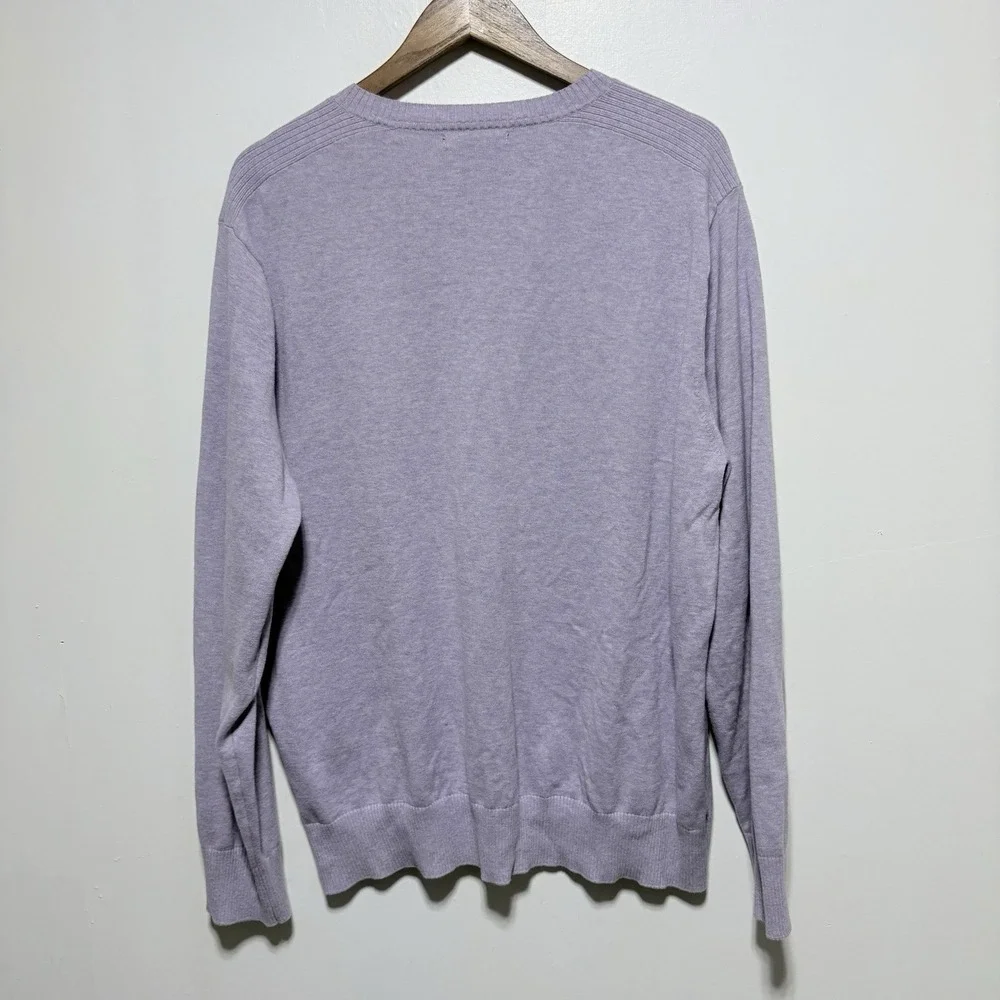 Banana Republic Sweater Mens XL Purple Cotton V Neck Long Sleeve Pullover
